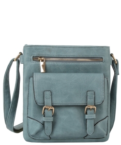 Fashion Buckle Flap Crossbody Bag MEH-0018-M DENIM BLUE
